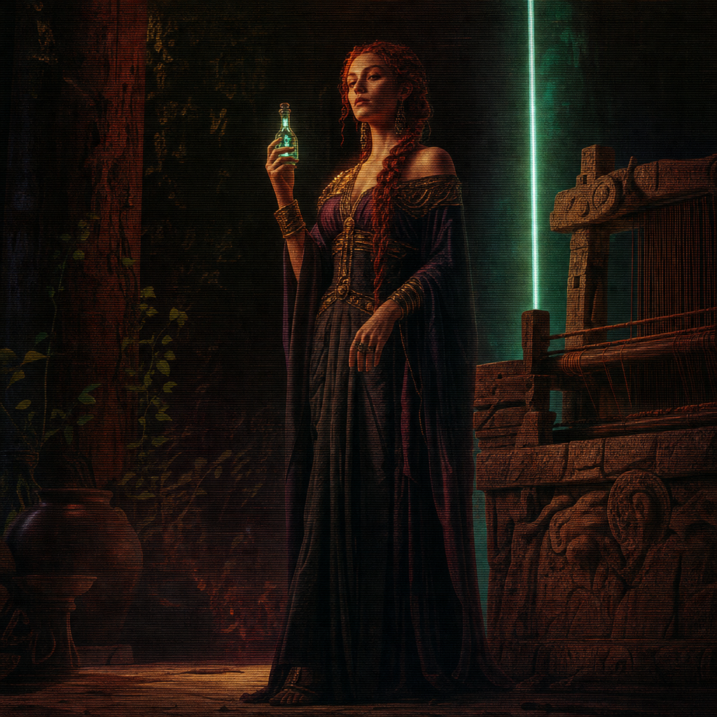 Illuminated portrait of Circe, Sorceress of Aeaea